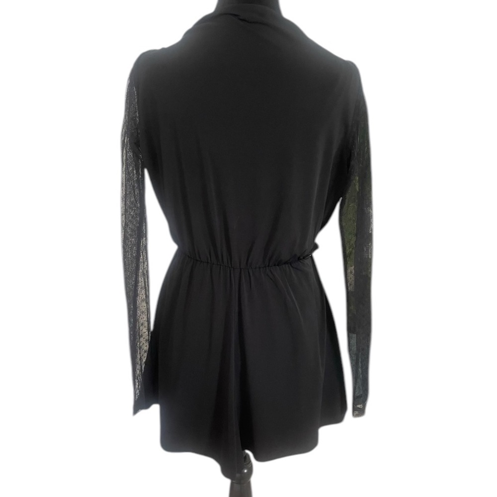 Black BCBG Lace sleeve relaxed fit romper, Jumpsuit,Draped, V neck,shorts, Small - Picture 5 of 8